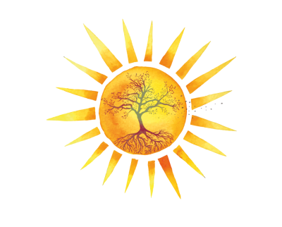 Soleil avec arbre à l'intérieur racines
